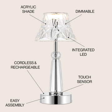 Madelyn 11.5" Bohemian Classic Acrylic Rechargeable Integrated LED Table Lamp - JONATHAN Y